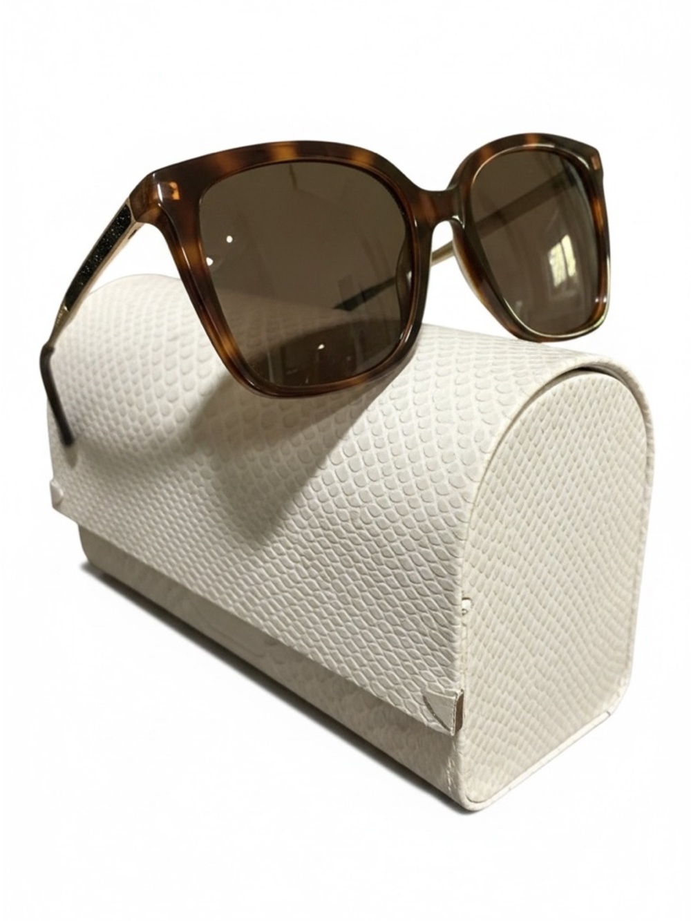 Jimmy Choo NERIA/S Oversized Tortoiseshell Sunglasses Italy Like New w/ Case